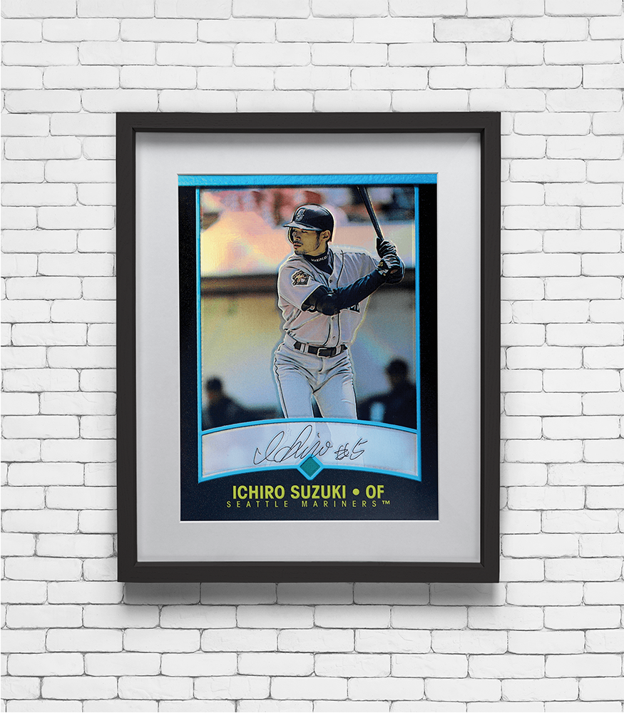 2001 Bowman Chrome Ichiro Suzuki #351 RC Baseball Card Print - Seattle Mariners