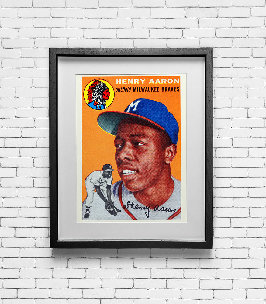 1954 Topps Henry "Hank" Aaron #128 Rookie Card Print - Milwaukee Braves
