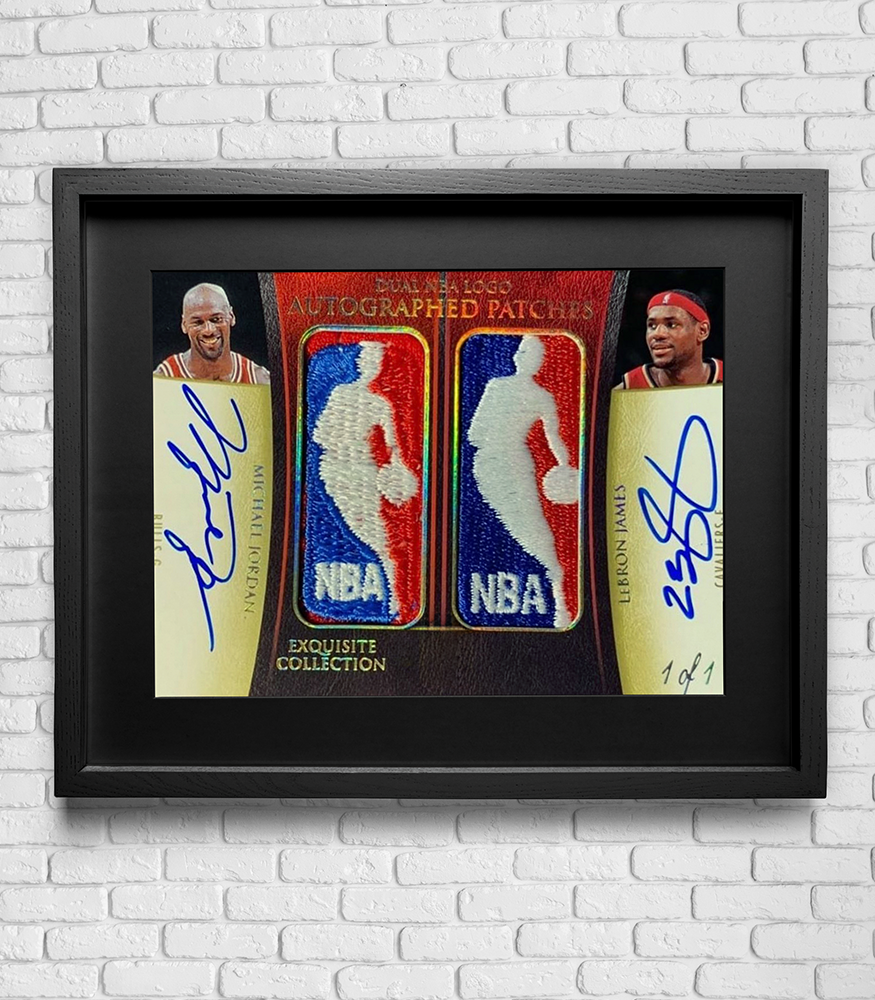 2004 Upper Deck Lebron James & Michael Jordan #LJKB Dual-Logoman Card Print