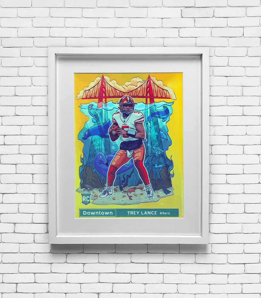 2021 Donruss Optic Trey Lance #DT35 Downtown Card Print - San Francisco 49ers