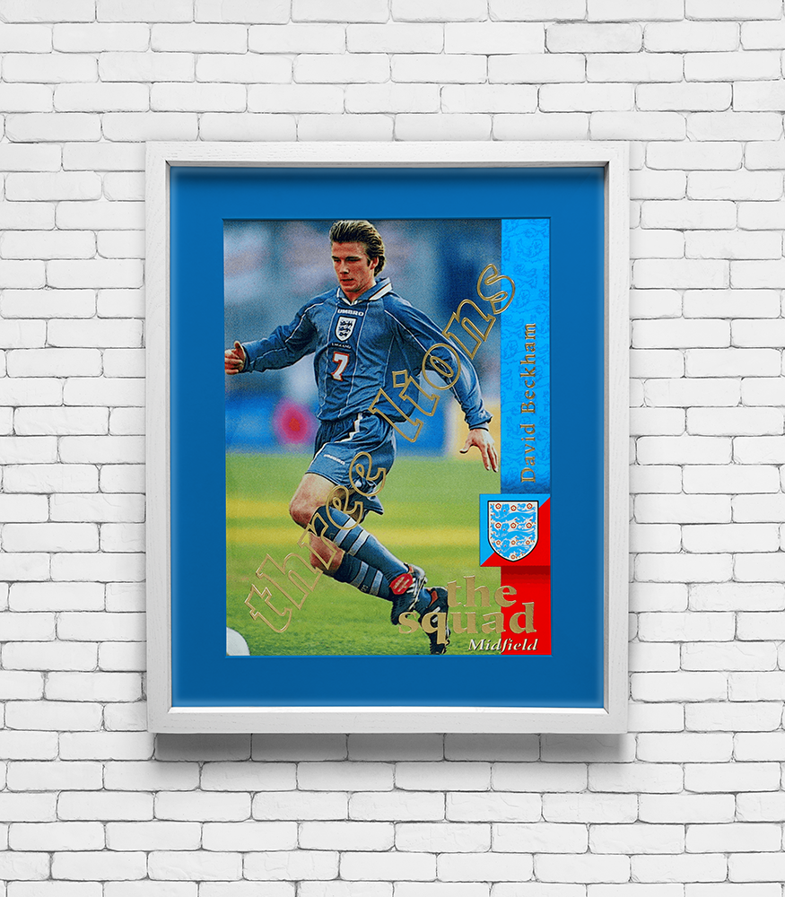 1997 Upper Deck England David Beckham #86 - Three Lions Card Print
